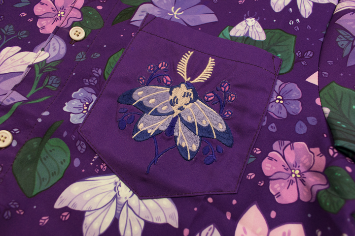 [EMBROIDERED BUTTON DOWN SHIRT] Twilight Moths