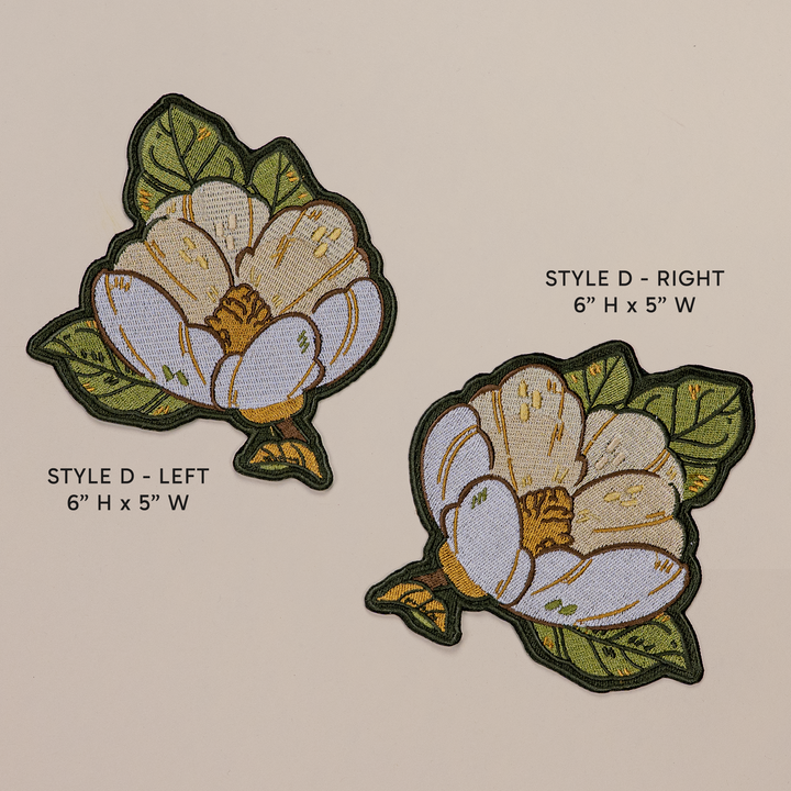 [IRON-ON EMBROIDERED PATCHES] Magnolia - Dark Olive Variant