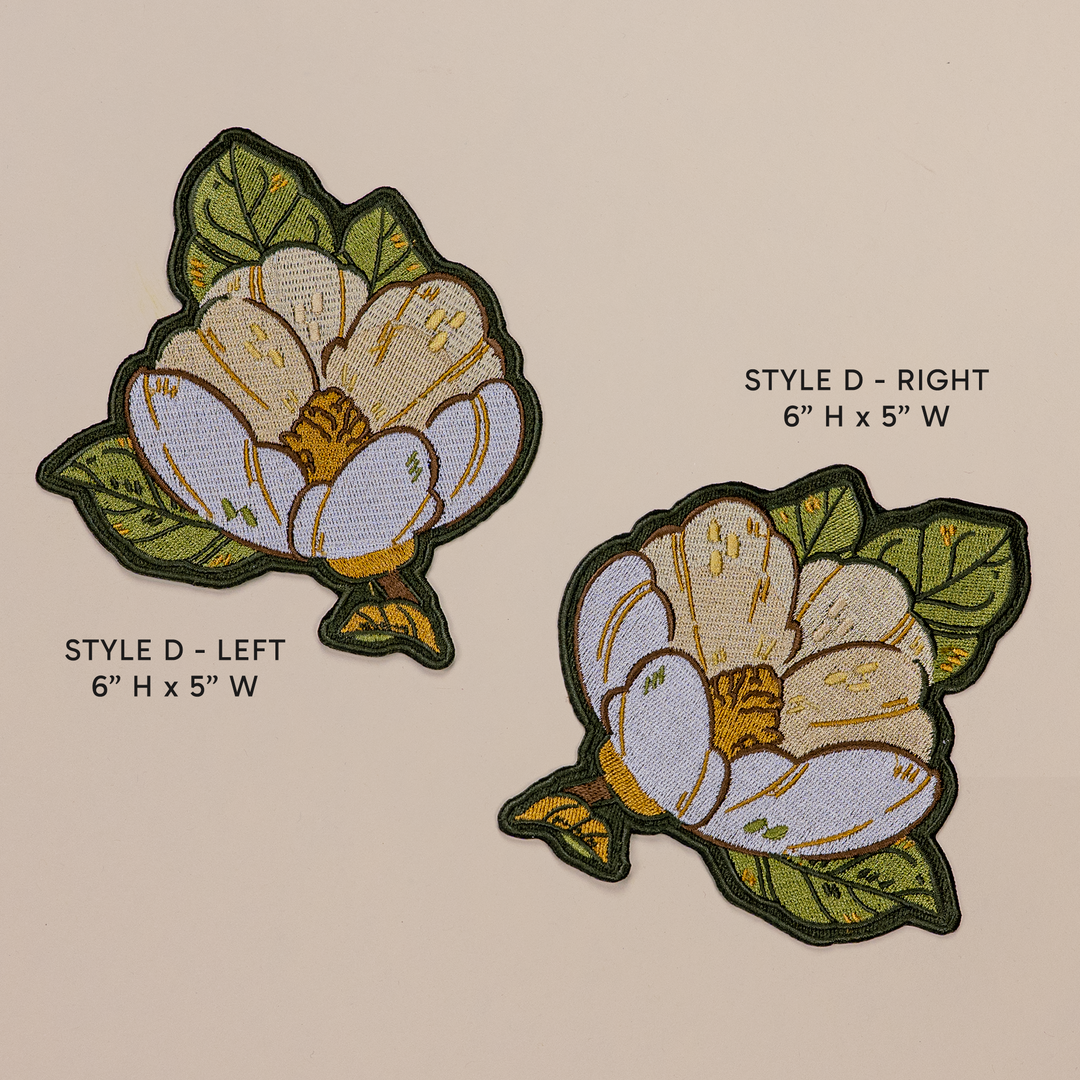 [IRON-ON EMBROIDERED PATCH] Magnolia - Dark Olive Variant