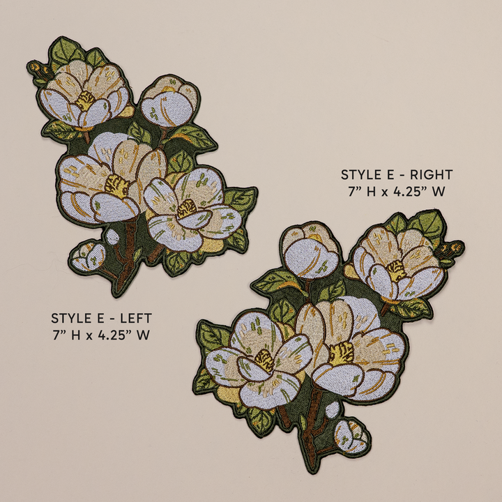 [IRON-ON EMBROIDERED PATCHES] Magnolia - Dark Olive Variant