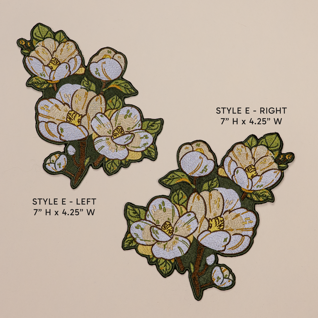 [IRON-ON EMBROIDERED PATCH] Magnolia - Dark Olive Variant