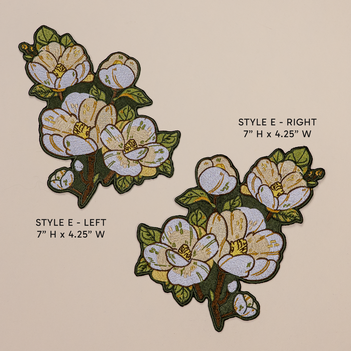 [IRON-ON EMBROIDERED PATCH] Magnolia - Dark Olive Variant