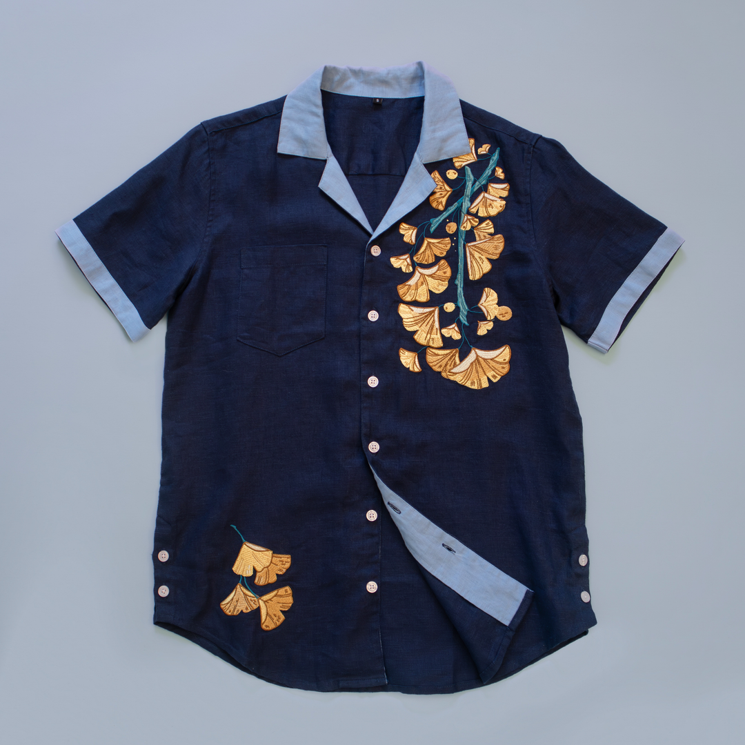 [LINEN BUTTON DOWN] Ginkgo
