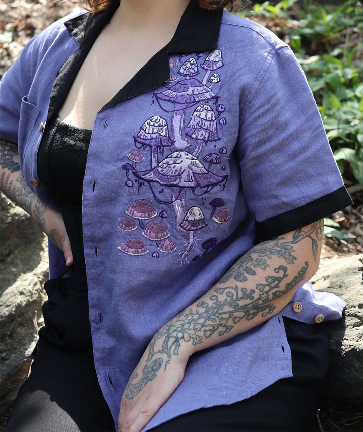 [LINEN BUTTON DOWN] Fungi Forest
