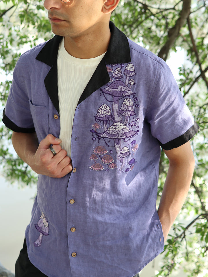 [LINEN BUTTON DOWN] Fungi Forest