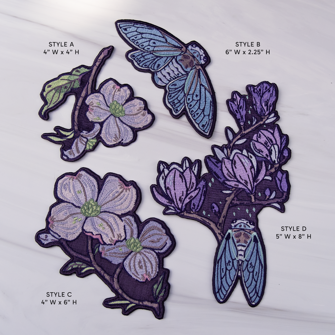 PRESALE [IRON-ON EMBROIDERED PATCH] Cicada & Dogwood