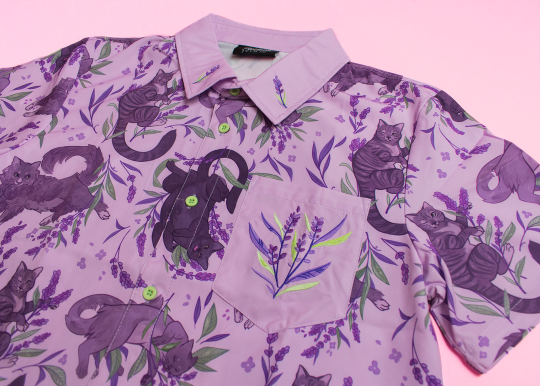 [EMBROIDERED BUTTON DOWN SHIRT] Stinky Kitties